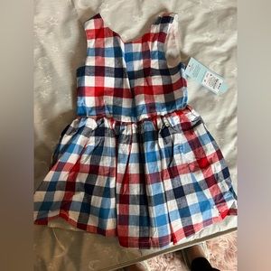 2t red, white blue plaid dress brand new